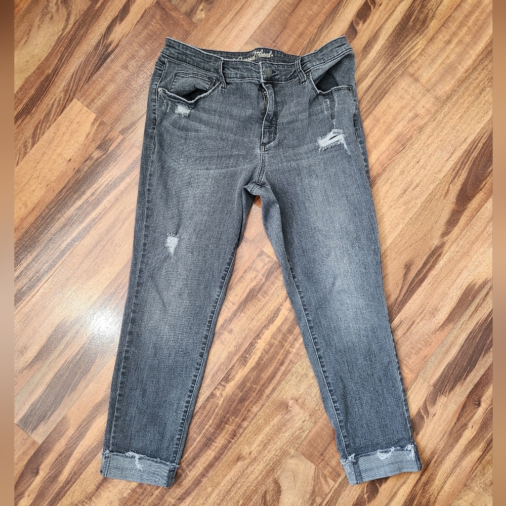 Cuffed Distressed Universal Thread Black Skinny Jeans size 14